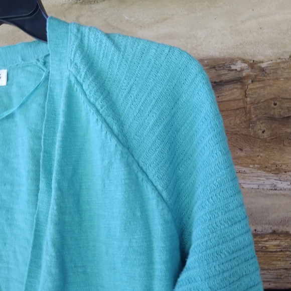 St. John's Bay Turquoise Open Front Cotton Cardigan Size Small - Picture 2 of 5